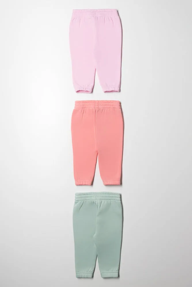 3 Pack Trackpants Green and Pink
