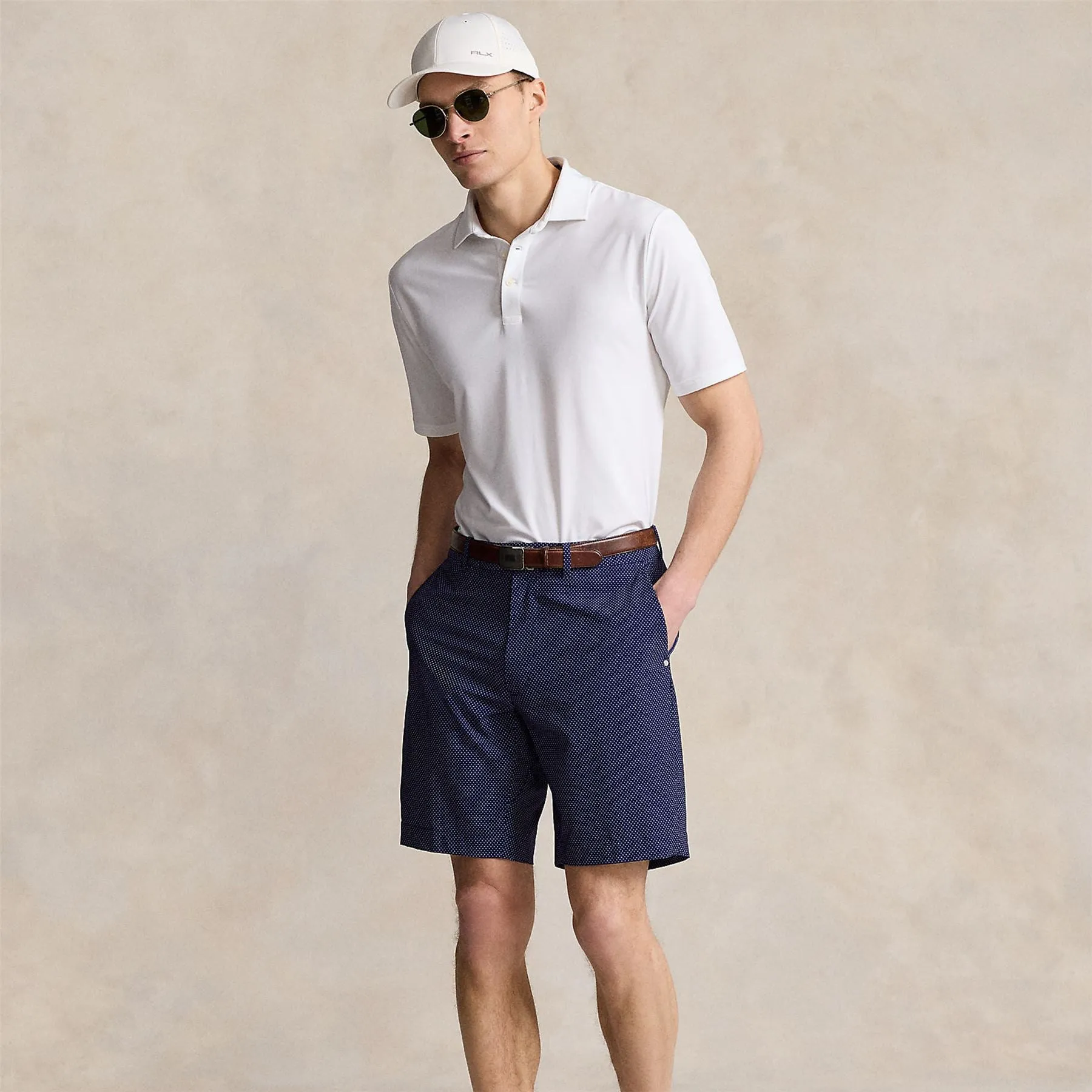 9-Inch Tailored Fit Stretch Shorts Refined Navy Pin Dot - SS24