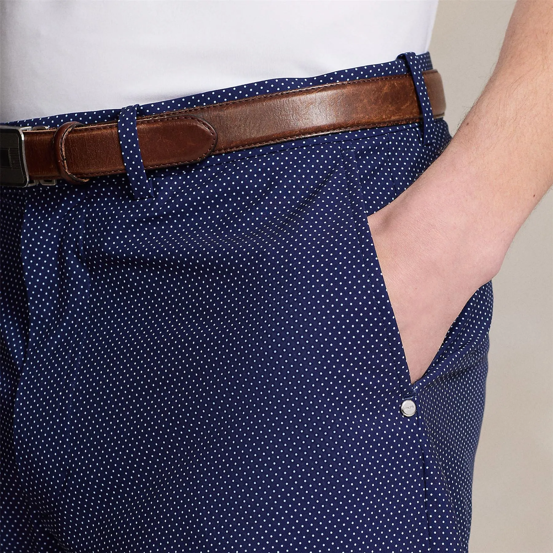 9-Inch Tailored Fit Stretch Shorts Refined Navy Pin Dot - SS24