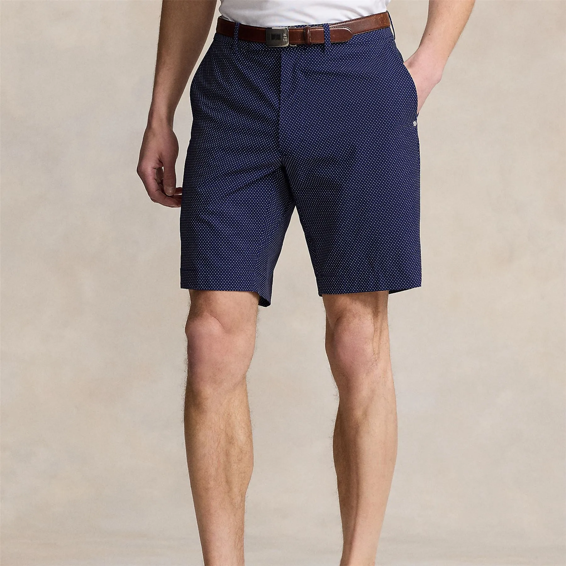 9-Inch Tailored Fit Stretch Shorts Refined Navy Pin Dot - SS24