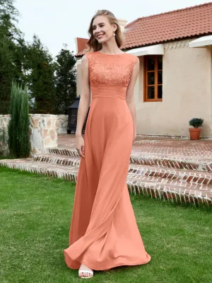 A-Line Chiffon Dress with Illusion Neckline Papaya Plus Size