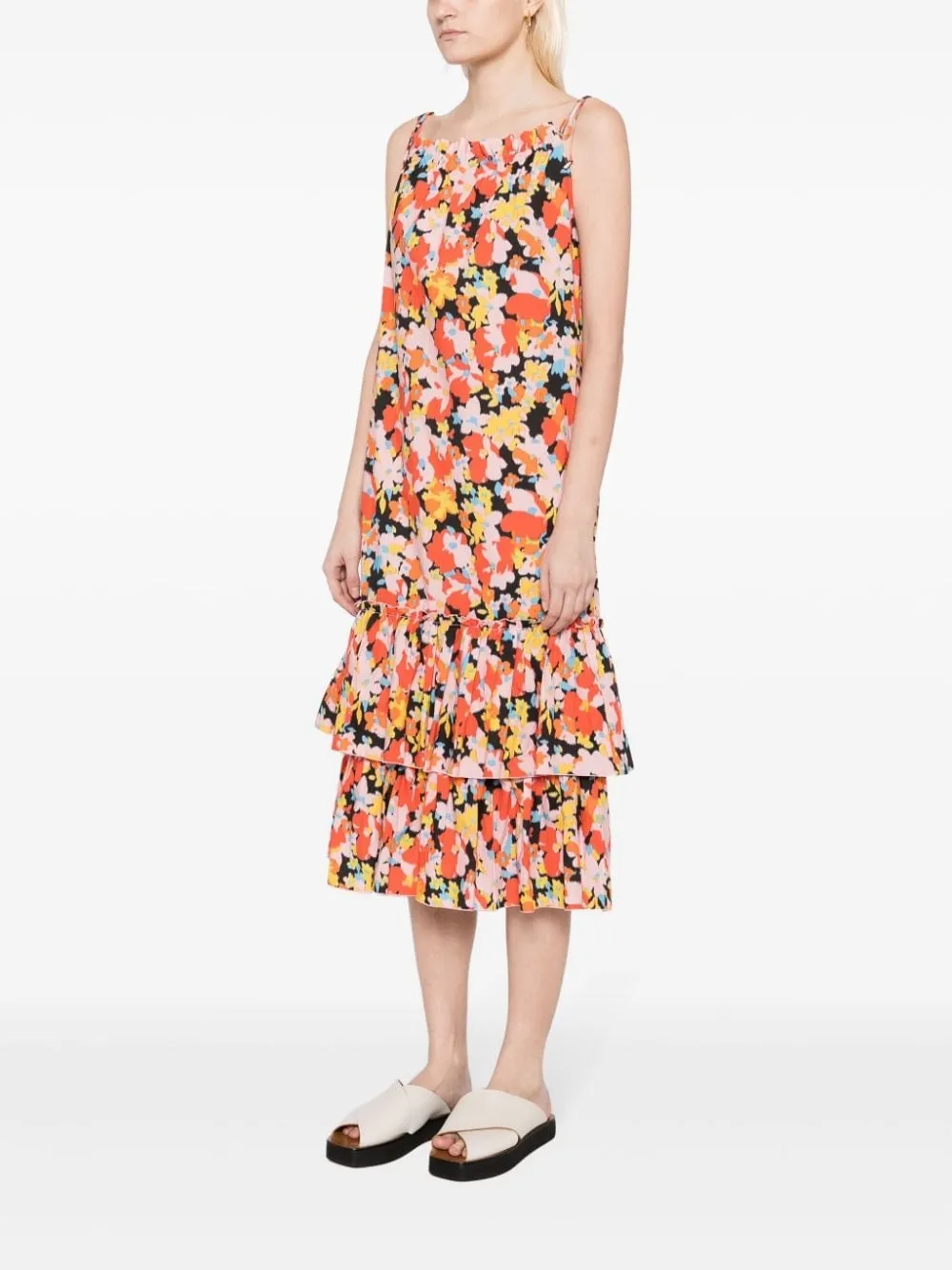 ABSTRACT PRINT TIERED DRESS