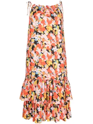 ABSTRACT PRINT TIERED DRESS