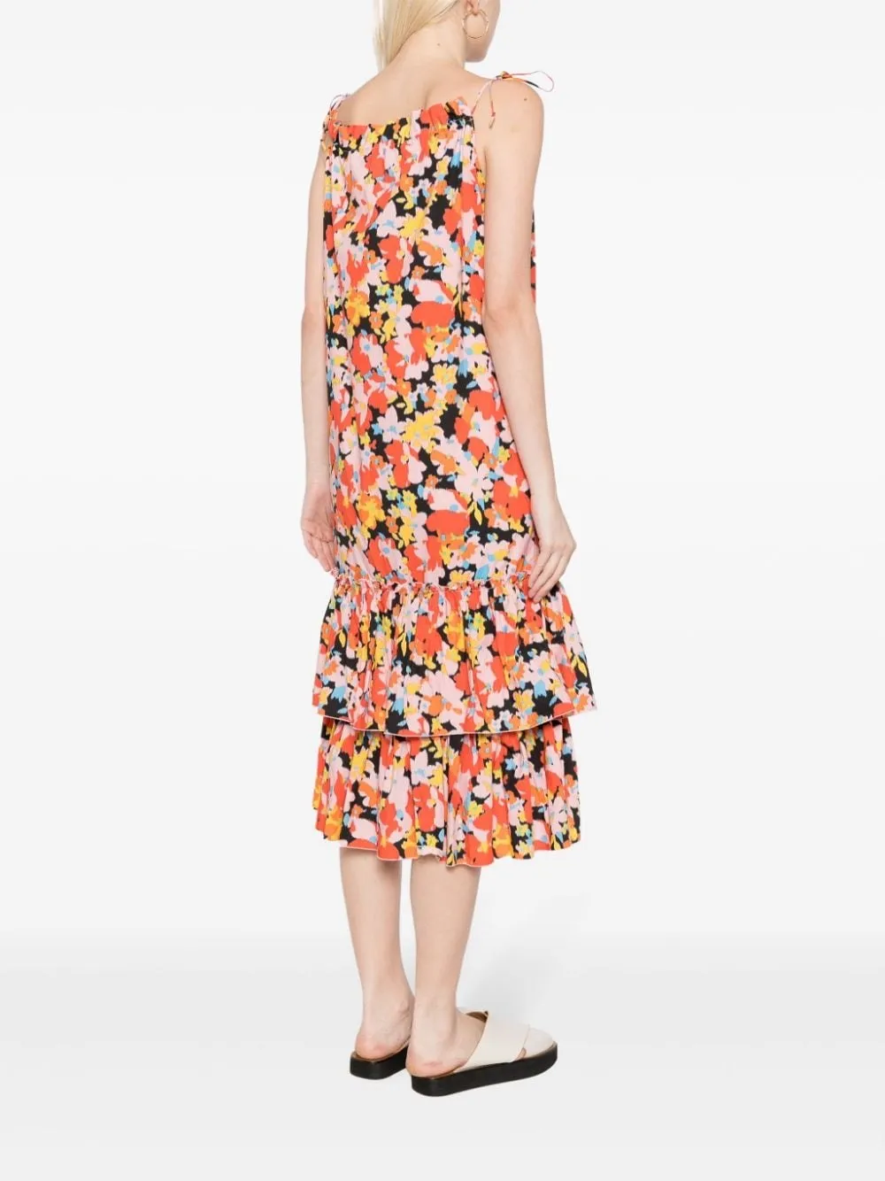 ABSTRACT PRINT TIERED DRESS