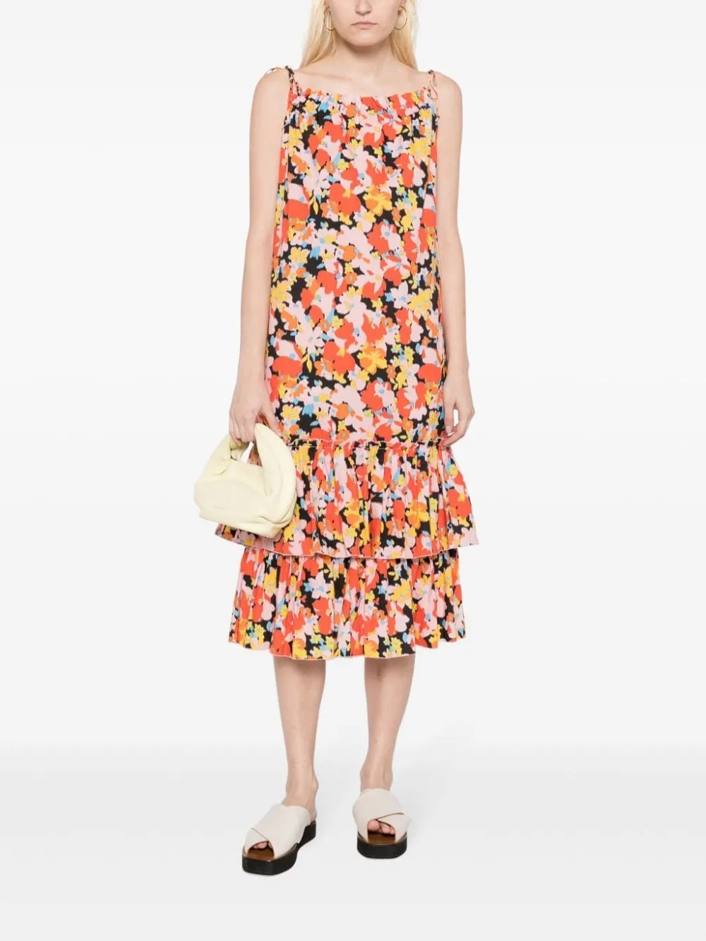 ABSTRACT PRINT TIERED DRESS