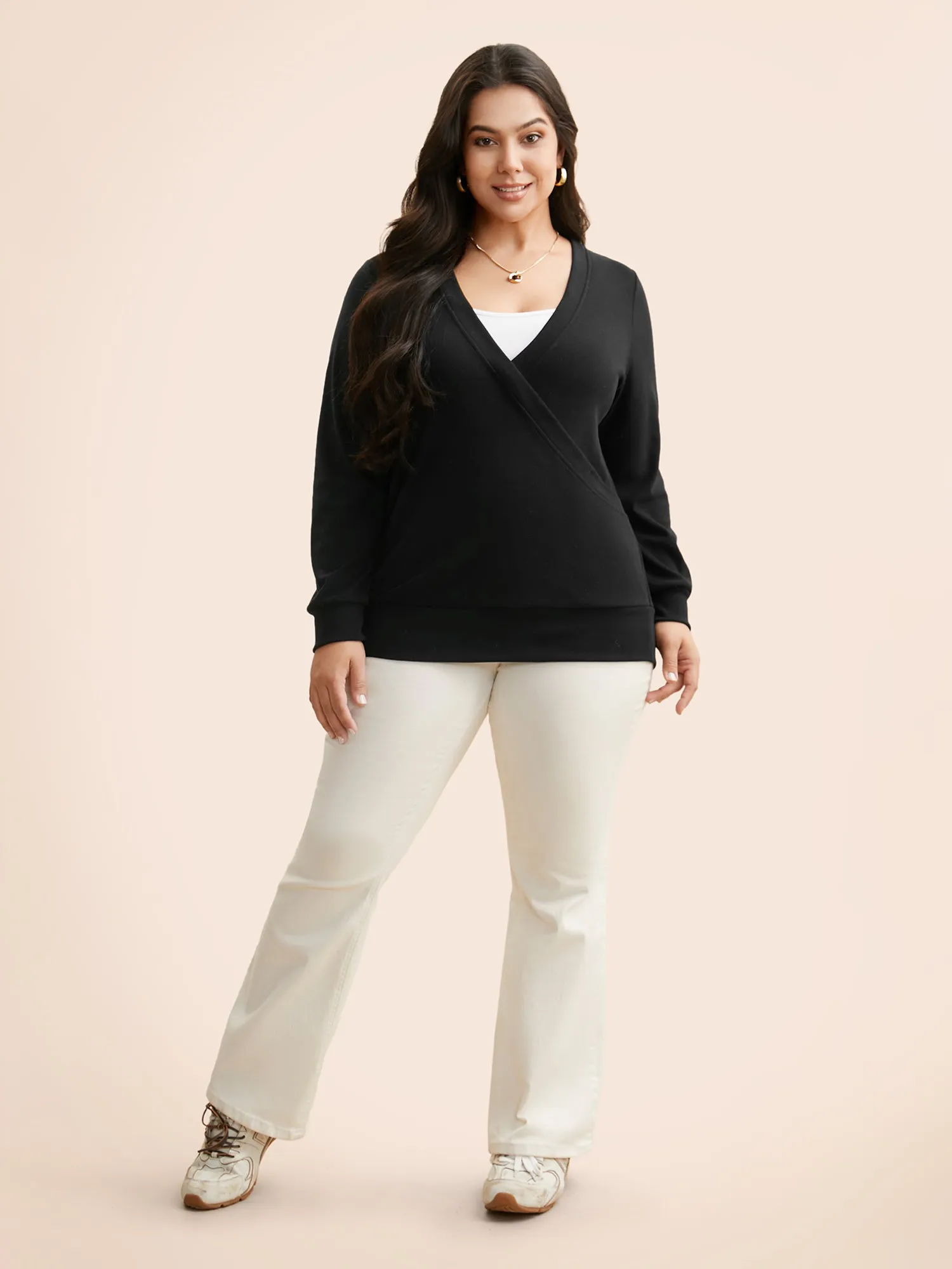 Airy Cozy Wrap Style Sweatshirt