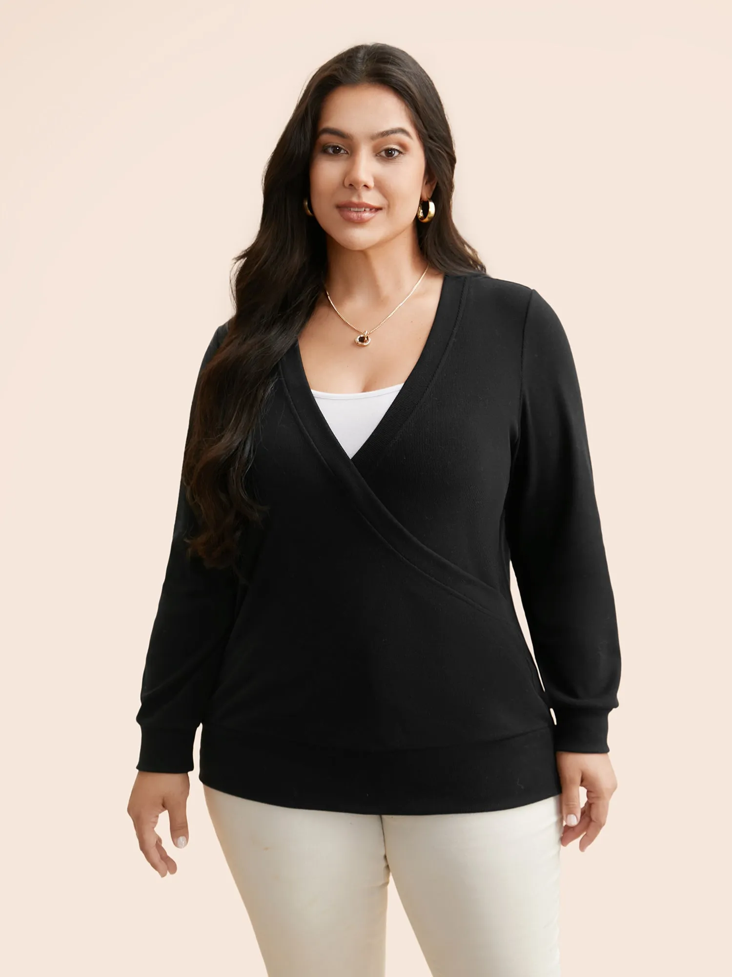 Airy Cozy Wrap Style Sweatshirt