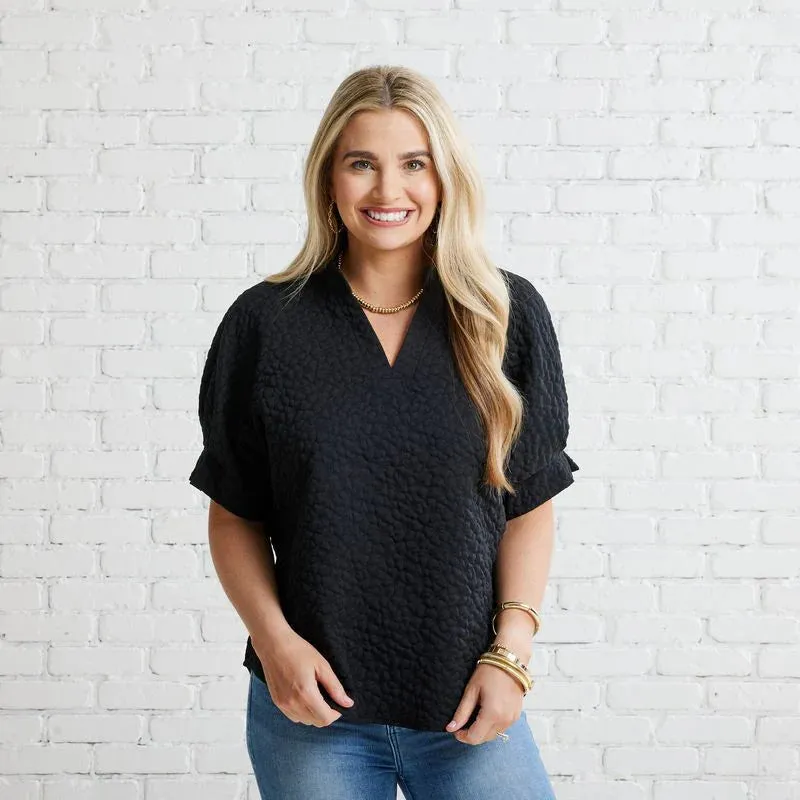 Annie Quilted Top- Black