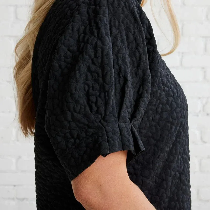Annie Quilted Top- Black