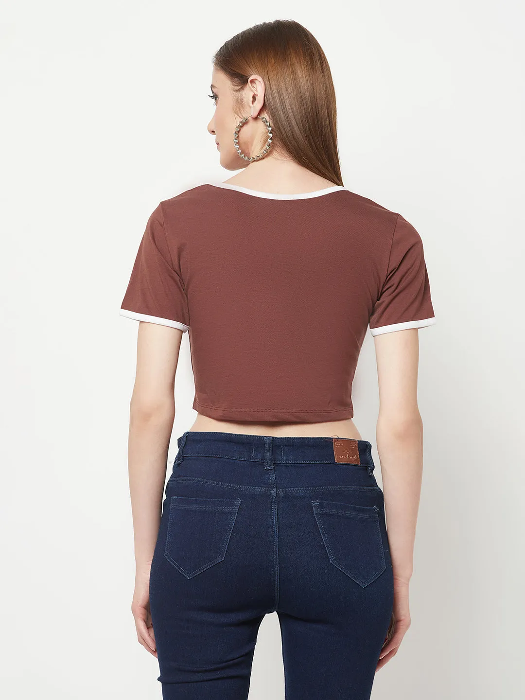 Brown Square Crop Top