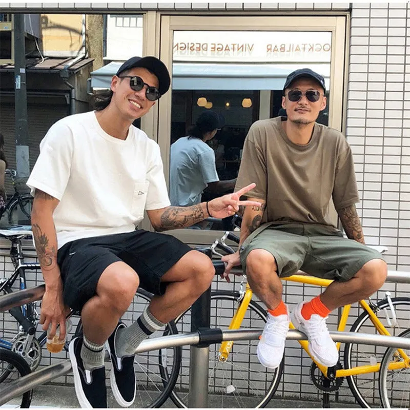 Cargo Shorts Men Summer Japanese Trendy Pocket Loose Casual Straight Pants knee length Shorts