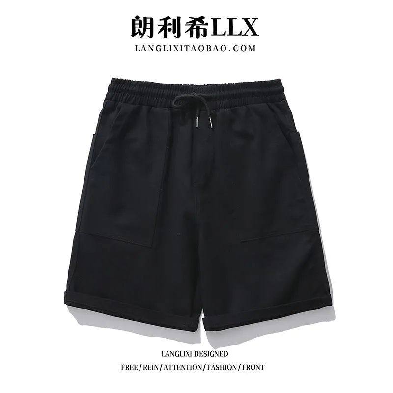 Cargo Shorts Men Summer Japanese Trendy Pocket Loose Casual Straight Pants knee length Shorts
