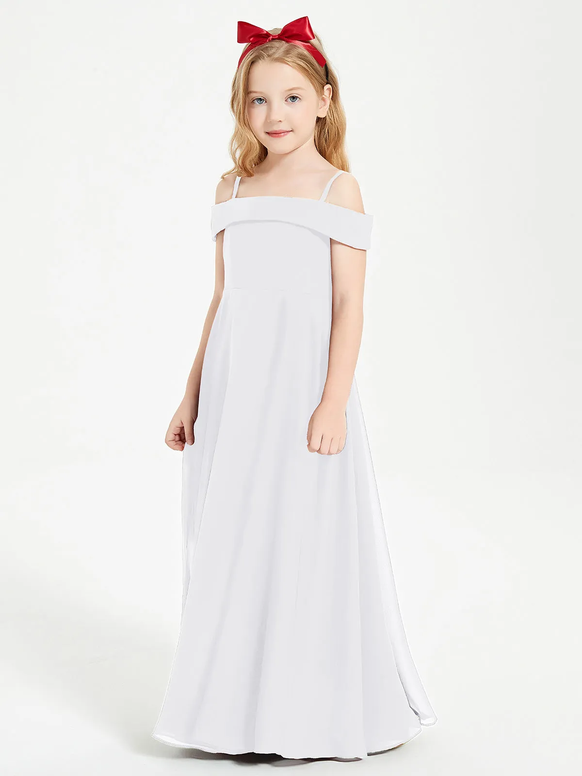 Chic Junior Bridesmaid Dresses Off the Shoulder White