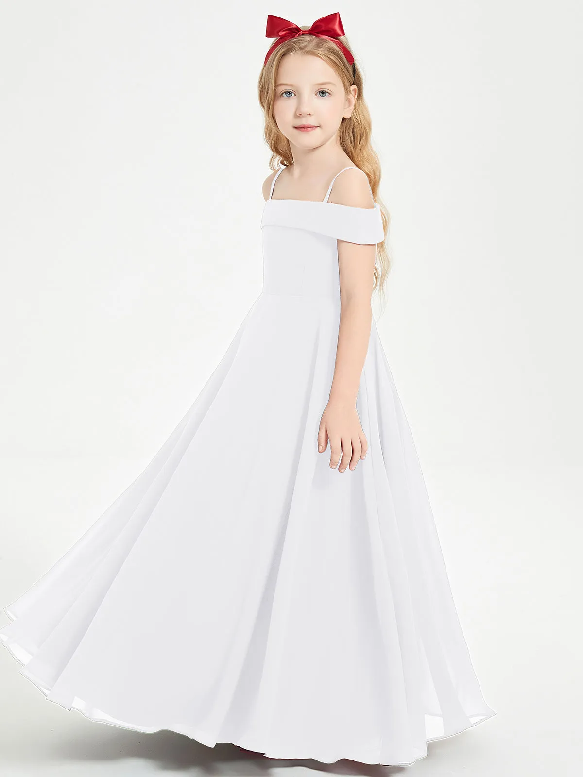 Chic Junior Bridesmaid Dresses Off the Shoulder White