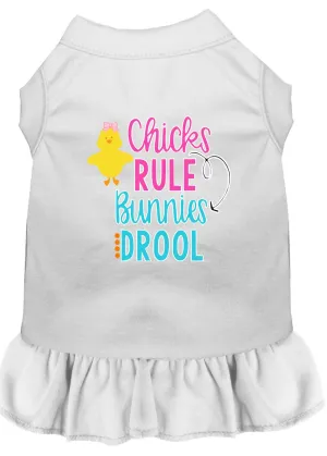 Chicks Rule Screen Print Dog Dress White Med (12)