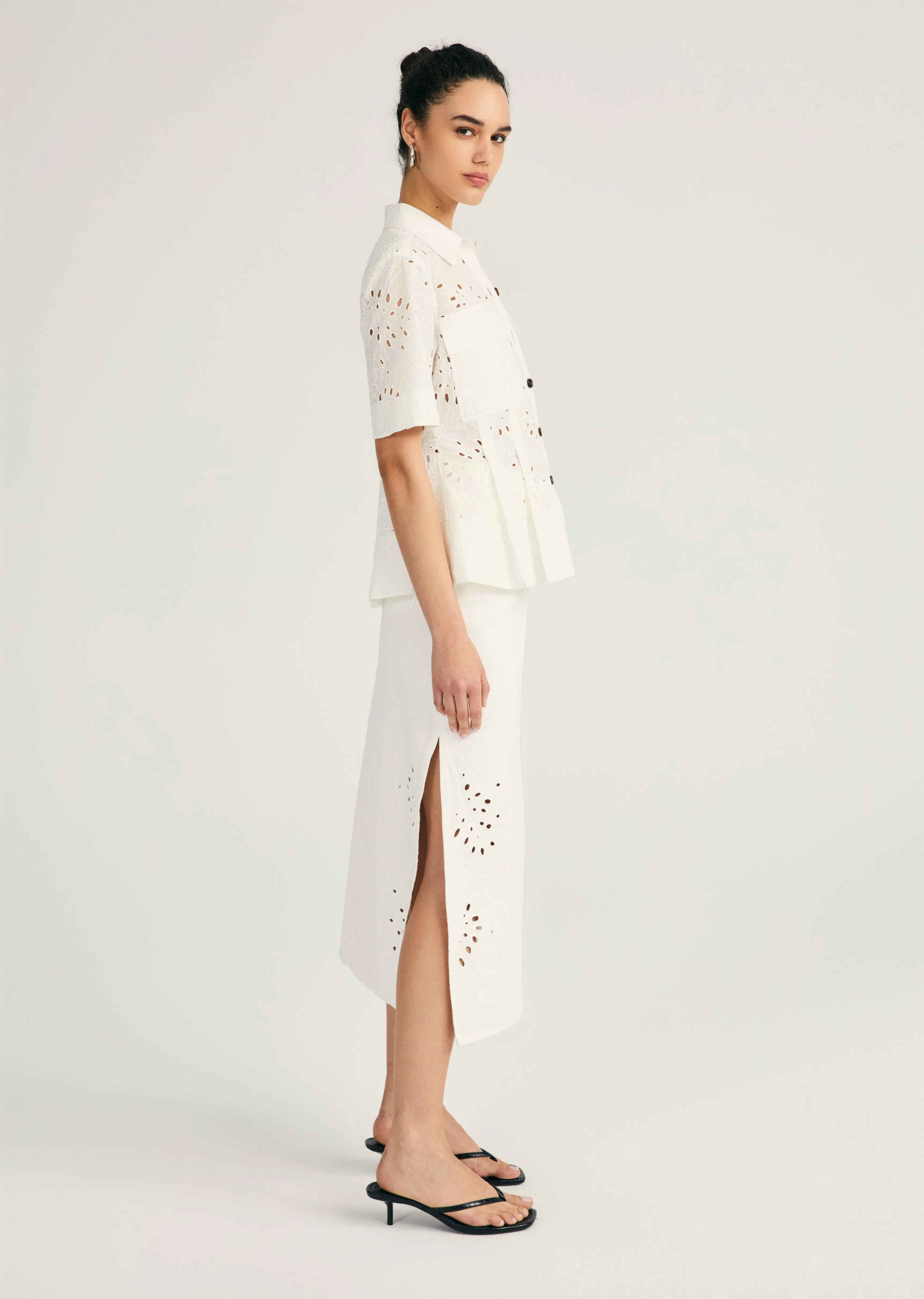 Cilou Short Sleeve Utility Shirt - White-White