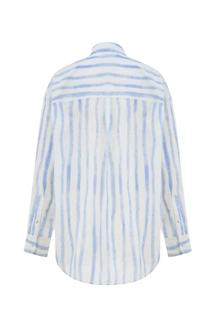 Conte Hand Painted Irregular Stripe Shirt in Cotton