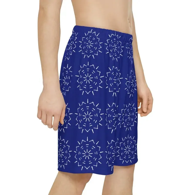 Cool Blue White Pattern Men's Sports Shorts