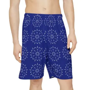 Cool Blue White Pattern Men's Sports Shorts