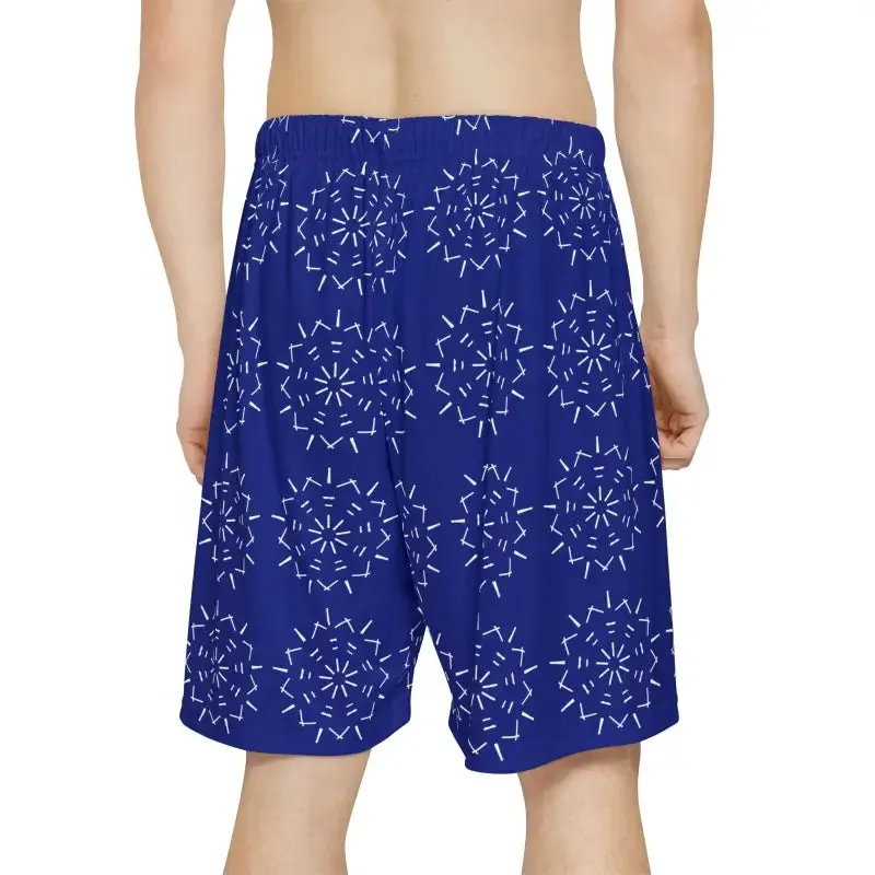 Cool Blue White Pattern Men's Sports Shorts