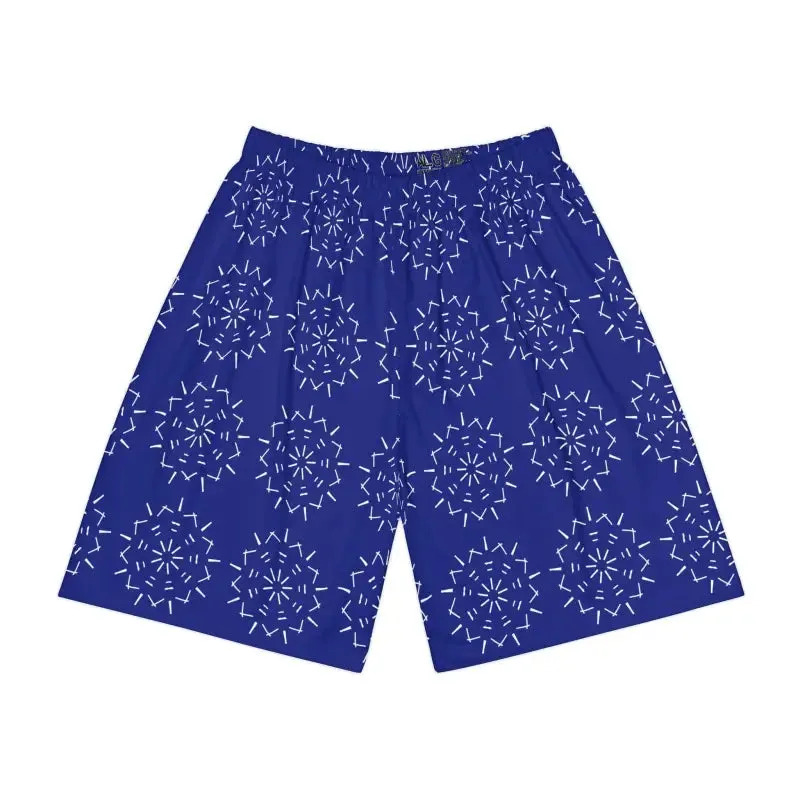 Cool Blue White Pattern Men's Sports Shorts
