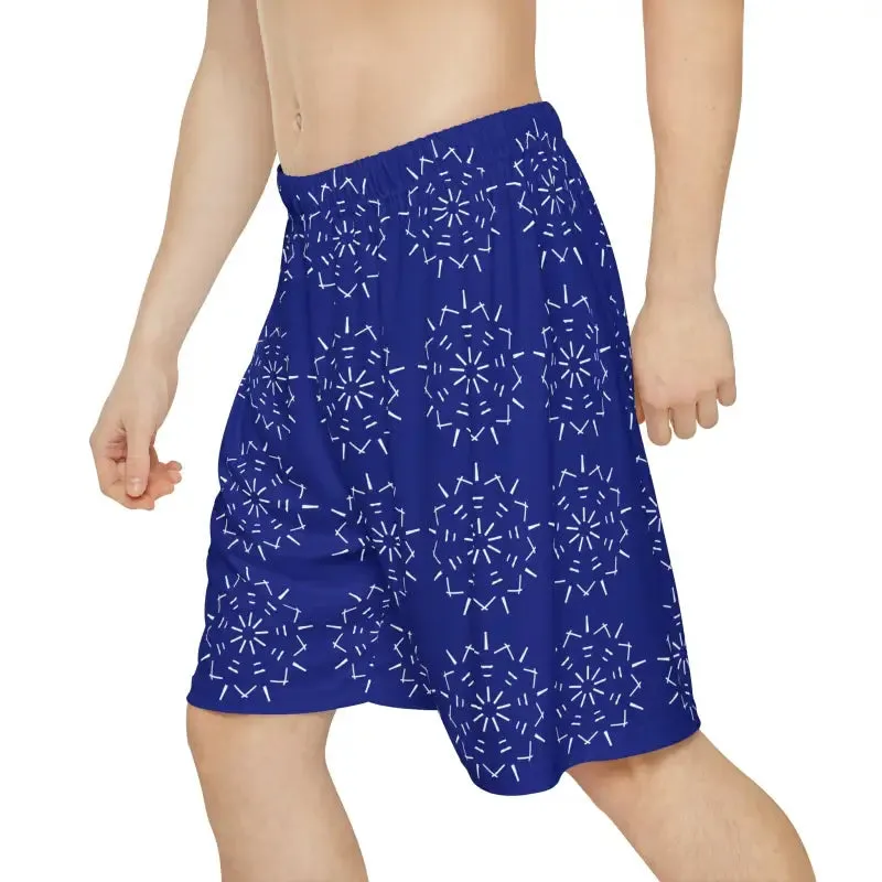 Cool Blue White Pattern Men's Sports Shorts