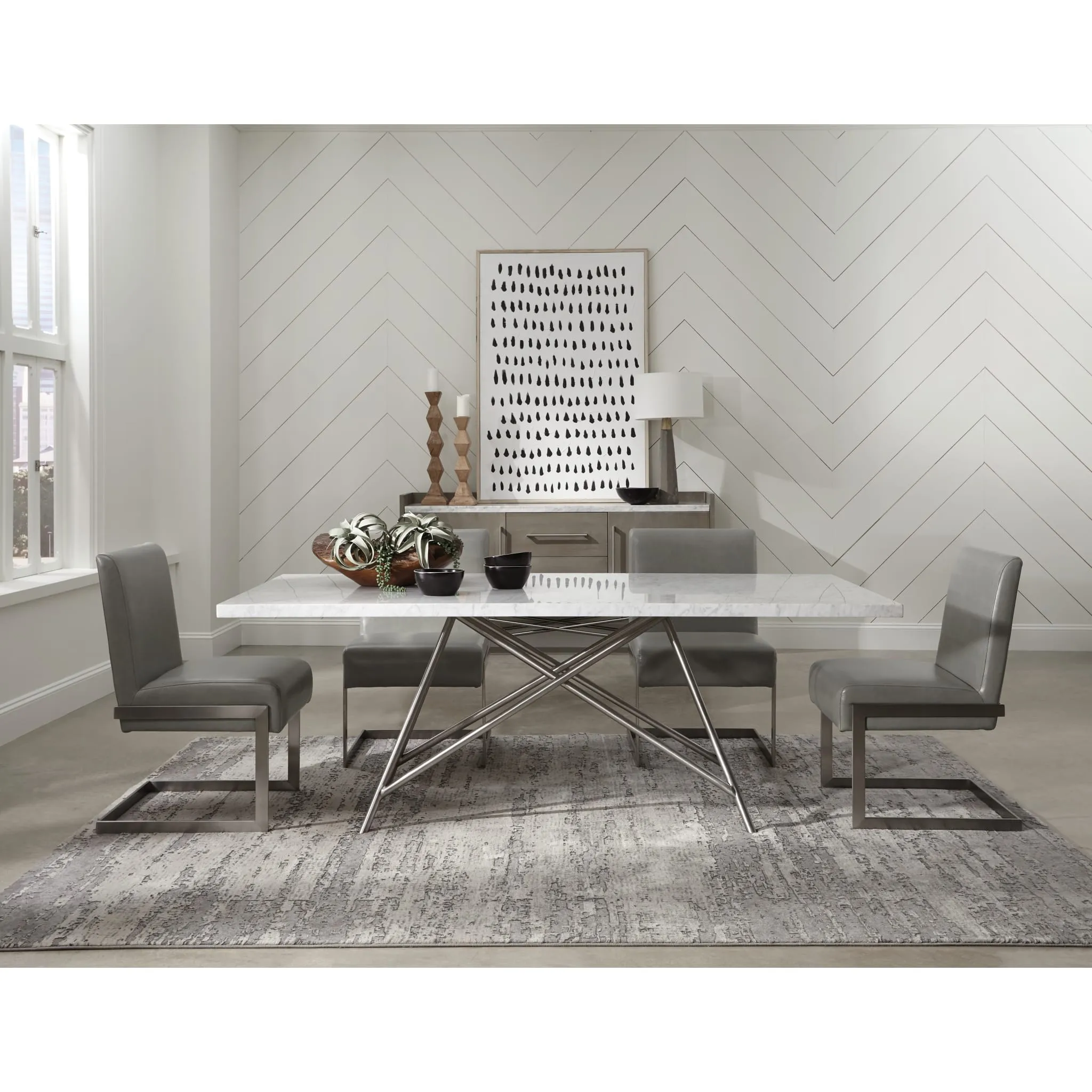 Coral Marble Rectangular Dining Table