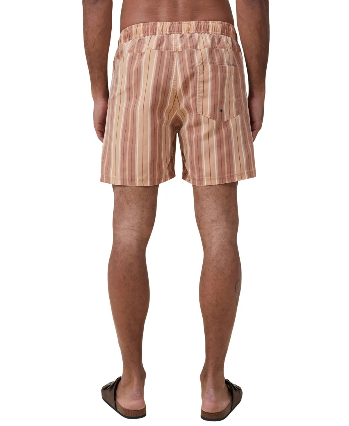 Cotton On Men's Kahuna Relaxed Fit Shorts Burnt Orange Stripe 2XL