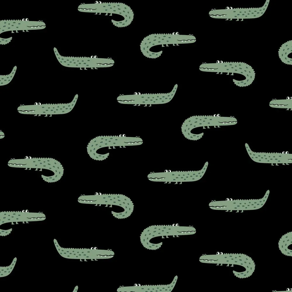 Cotton Poplin Fabric - Later Alligator - Black