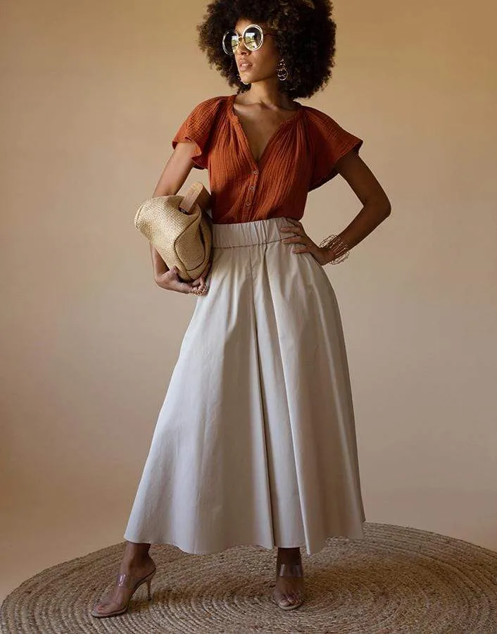 Cotton Poplin Skirt Pants