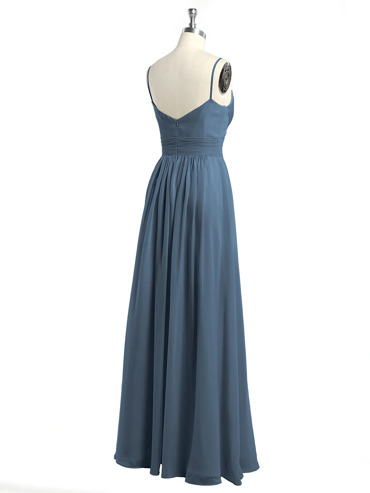 Cross Pleated Bodice Spaghetti Strap Dresses Slate Blue Plus Size