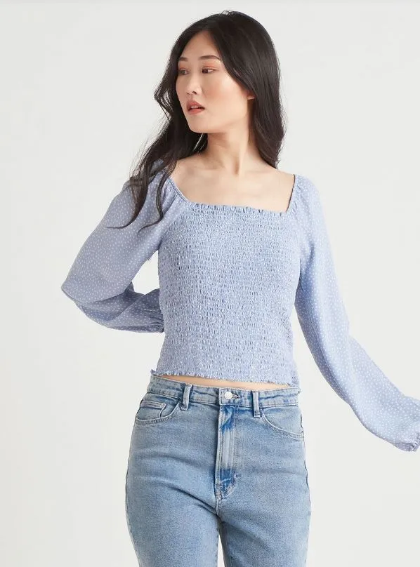 Dex Smocked Square Neck Blouse