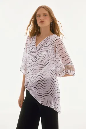 Dot Print Chiffon High-Low Top