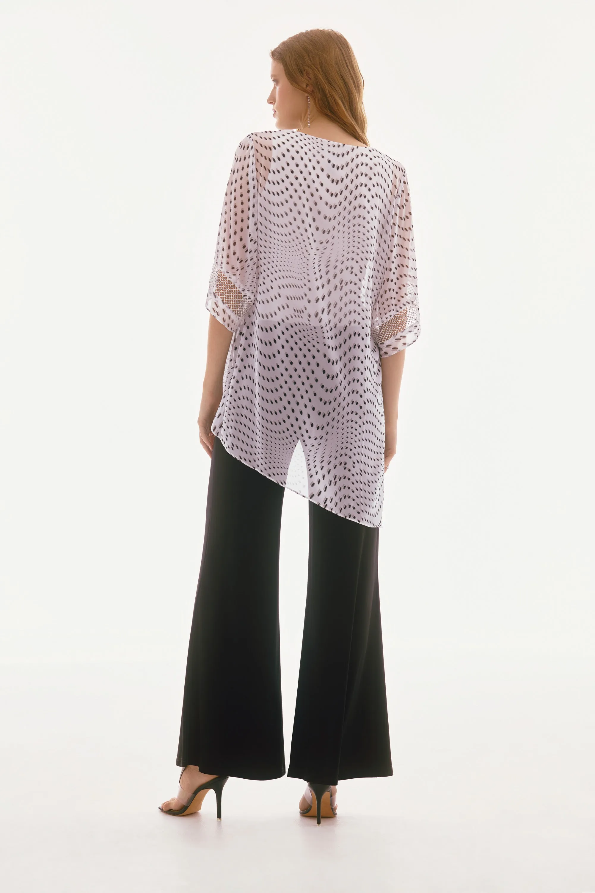 Dot Print Chiffon High-Low Top