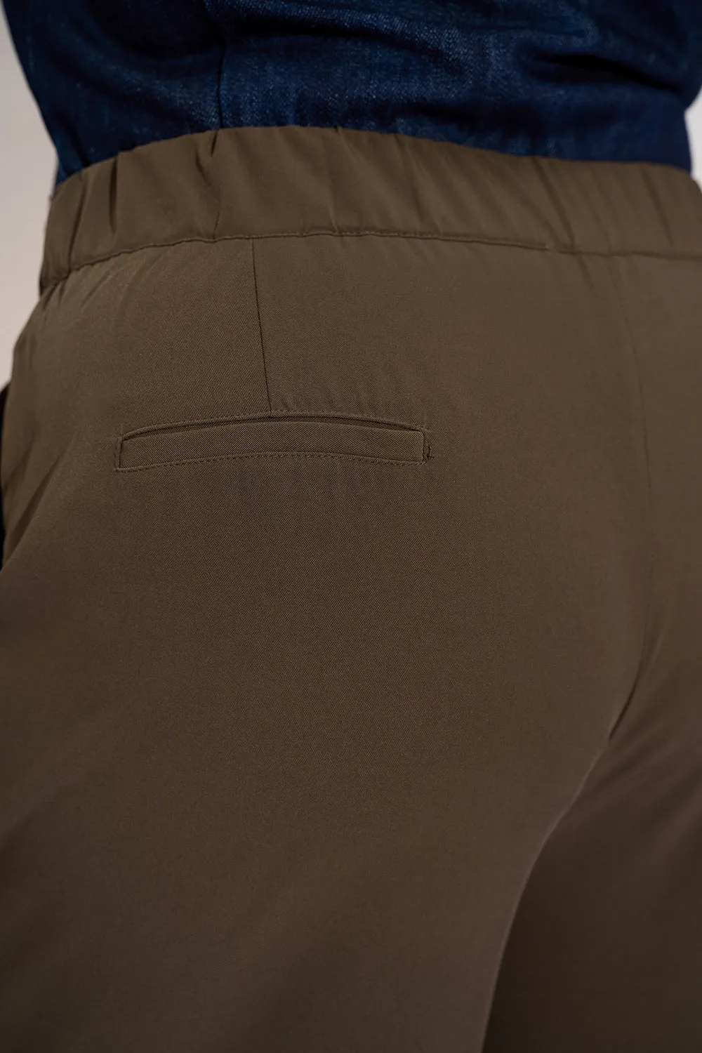 Dusky Brown Curve Pleated Double Button Korean Pants