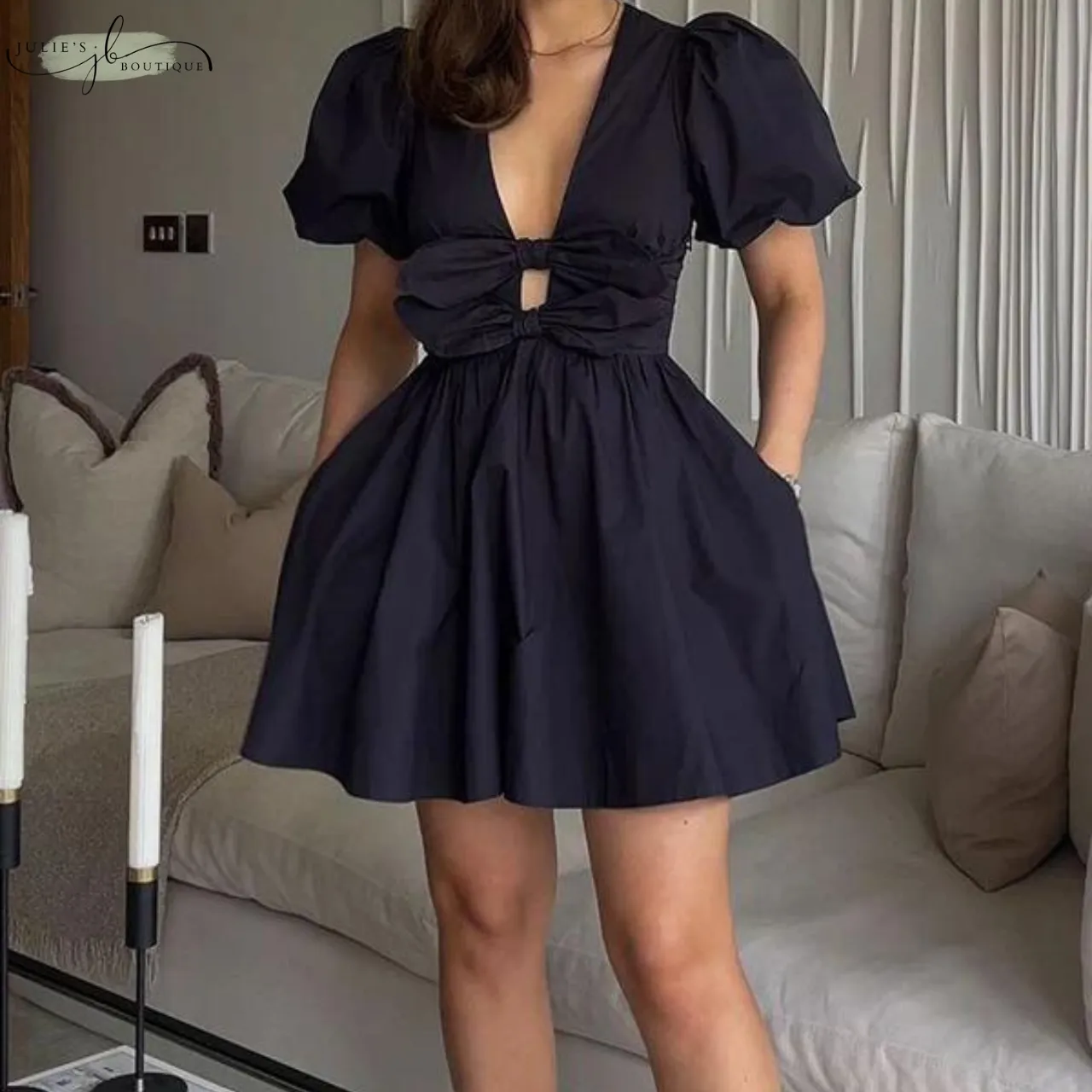 FAYE™ | MINI DRESS WITH PUFFER SLEEVES