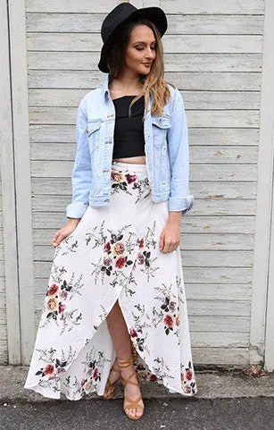 Floral Print Long Skirt