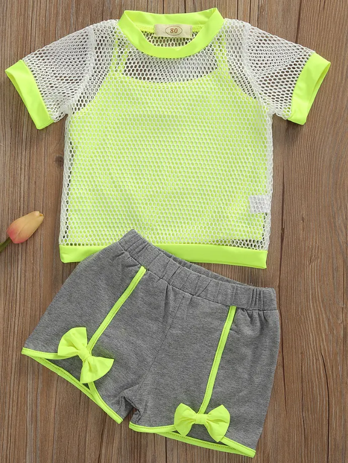Girls Lovely Neon's Top and Short Set