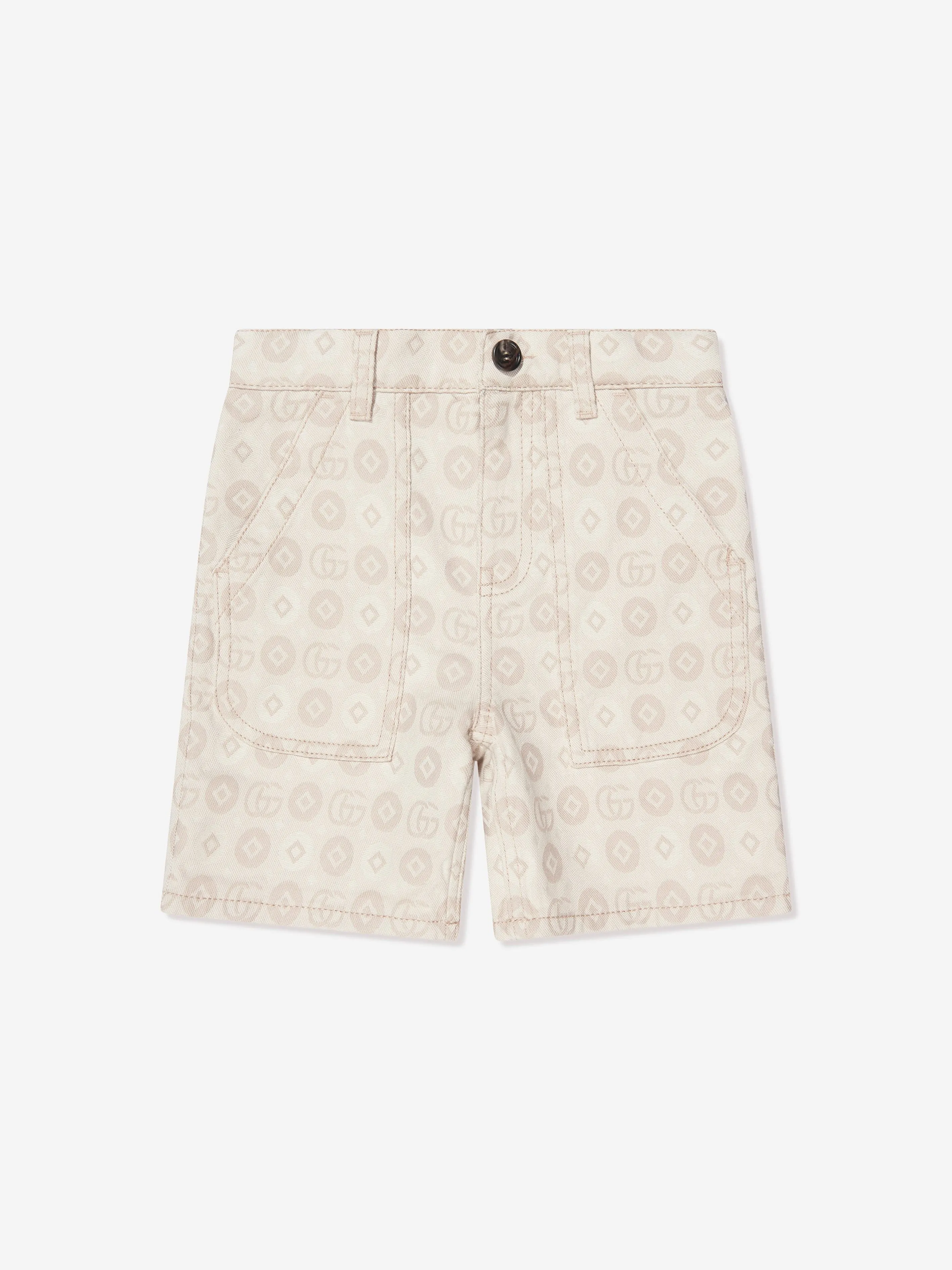 Gucci Kids Jacquard GG Denim Shorts in Ivory