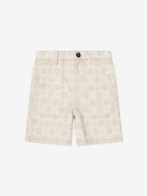 Gucci Kids Jacquard GG Denim Shorts in Ivory