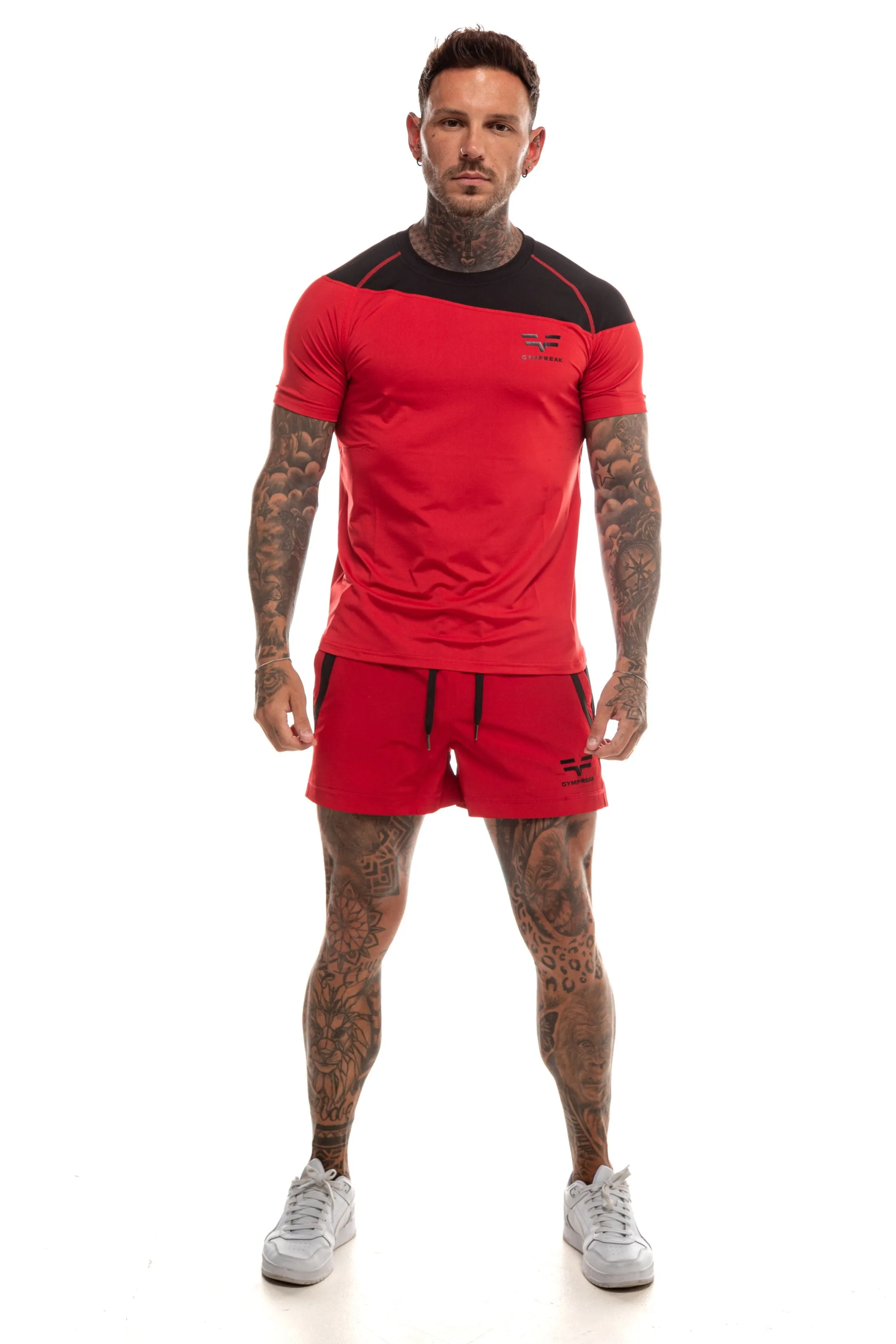 GymFreak Mens Pro Shorts - Red/Black - 3.5 inch