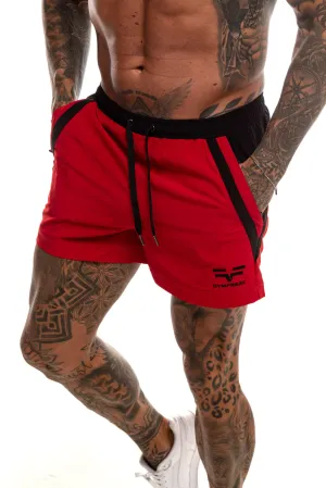 GymFreak Mens Pro Shorts - Red/Black - 3.5 inch