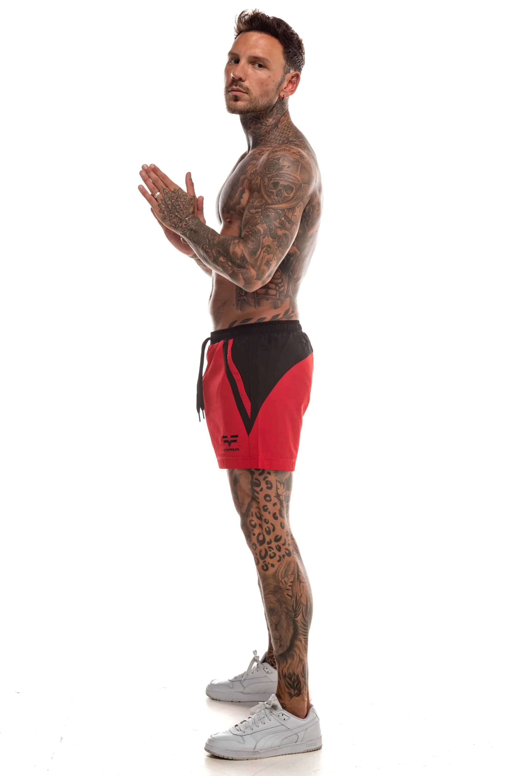 GymFreak Mens Pro Shorts - Red/Black - 3.5 inch