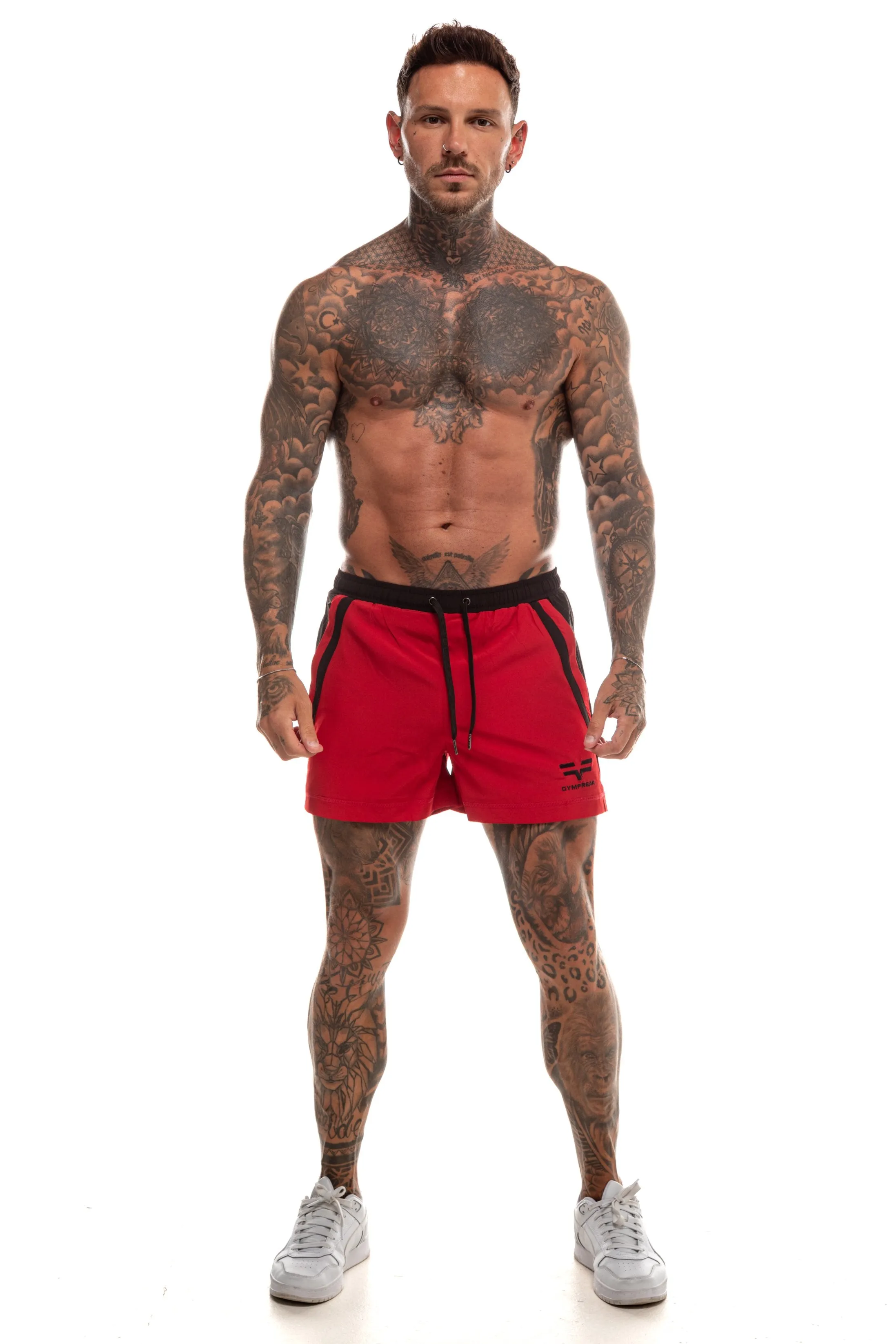 GymFreak Mens Pro Shorts - Red/Black - 3.5 inch