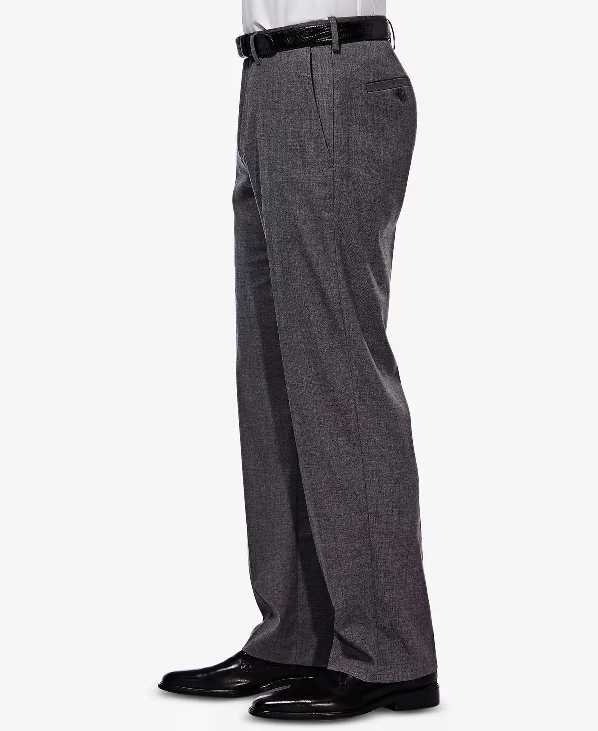 Haggar Mens Regular fit Dress Pants 42 / 30 Grey Solid Stretch