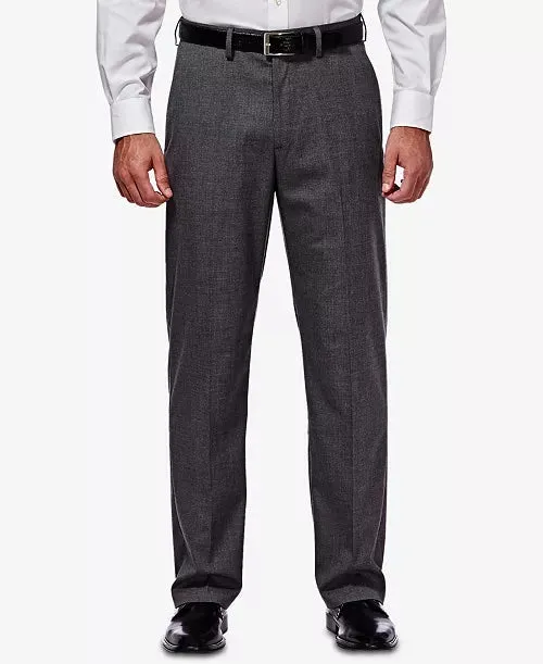 Haggar Mens Regular fit Dress Pants 42 / 30 Grey Solid Stretch