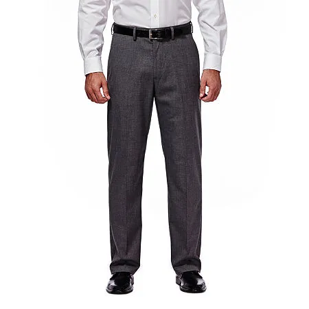 Haggar Mens Regular fit Dress Pants 42 / 30 Grey Solid Stretch