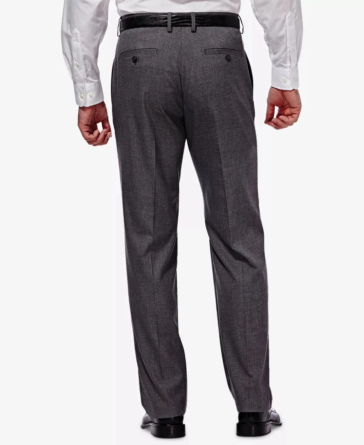 Haggar Mens Regular fit Dress Pants 42 / 30 Grey Solid Stretch