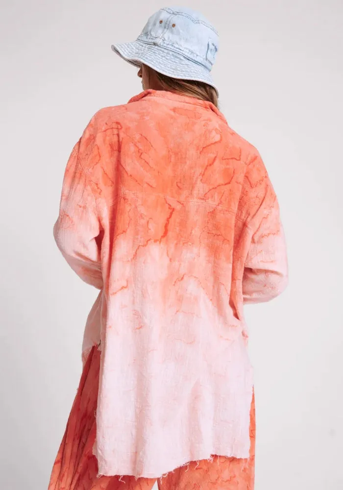 Hand Painted Sunset Muslin Longline Shirt