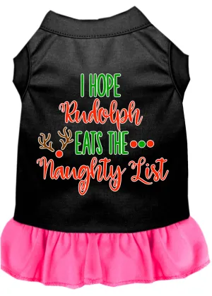 Hope Rudolph Eats Naughty List Screen Print Dog Dress Black With Bright Pink Xl